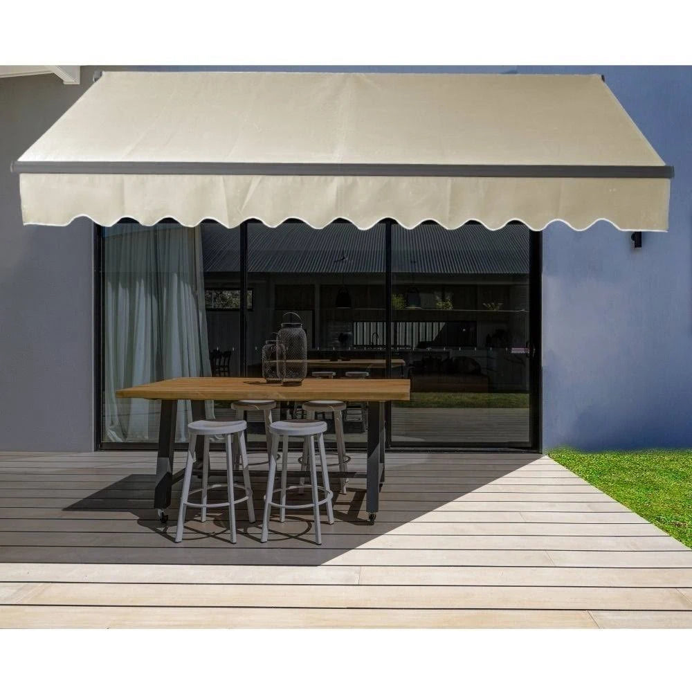 Ivory Motorized Retractable Patio Awning 10 x 8 Feet C7561