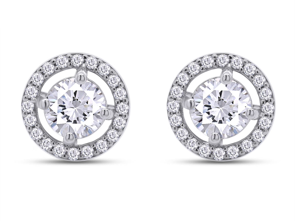 Moissanite Stud Earrings 1.20CT 5MM Lab Created Diamond 18K White Gold Over Sterling Silver D Color VVS1 Clarity Halo Studs Z28257