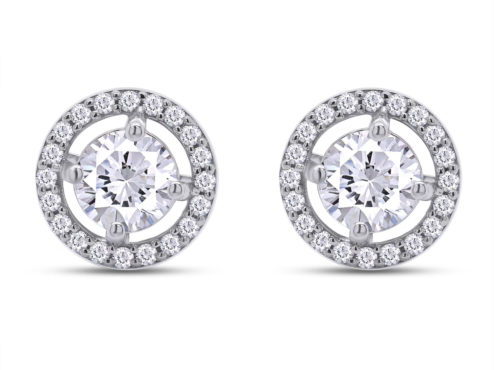 Moissanite Stud Earrings 1.20CT 5MM Lab Created Diamond 18K White Gold Over Sterling Silver D Color VVS1 Clarity Halo Studs Z28257