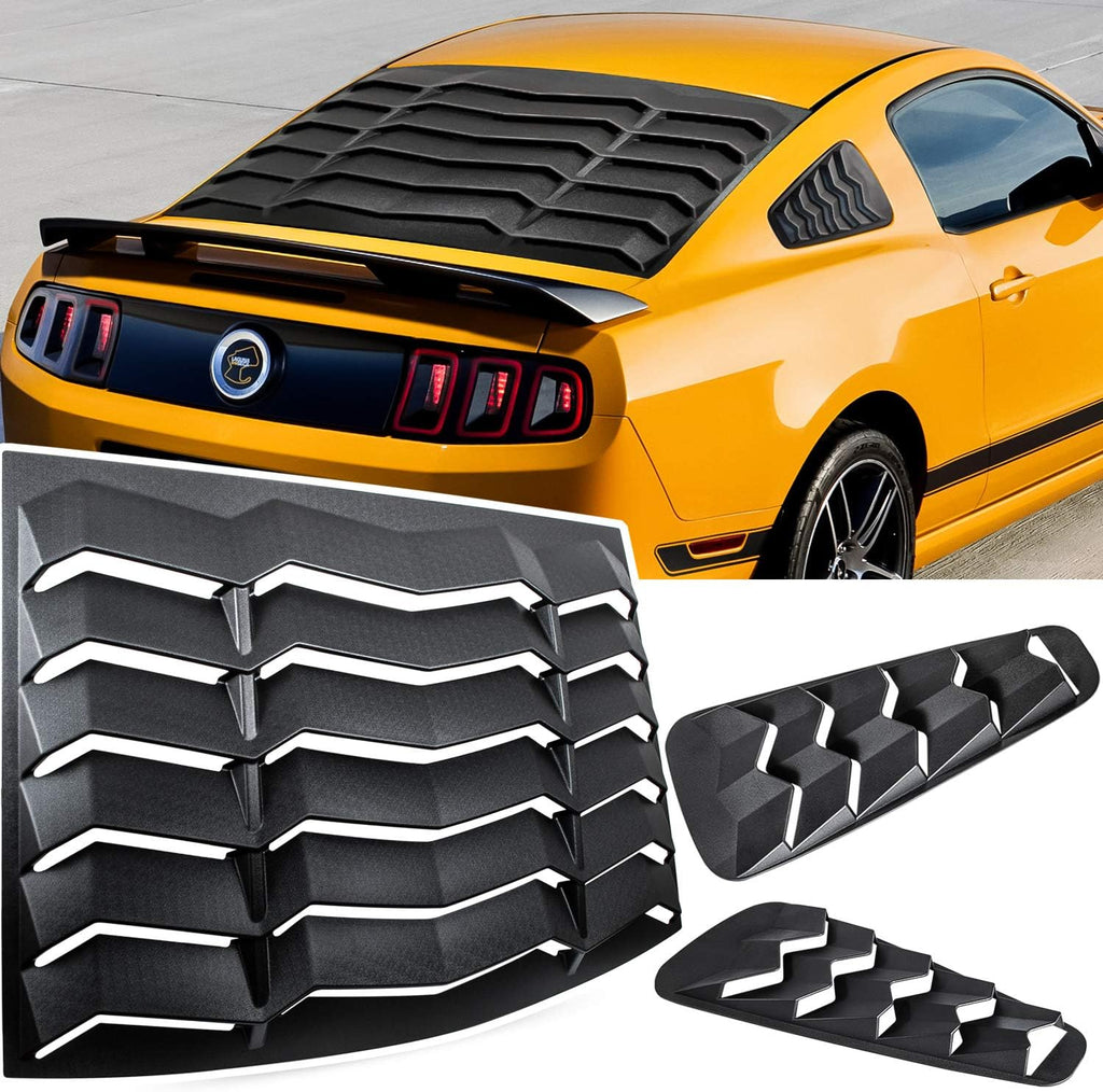 Rear+Side Window Louvers Windshield Sun Shade Cover for Ford Mustang (ABS Matte Black) R48126