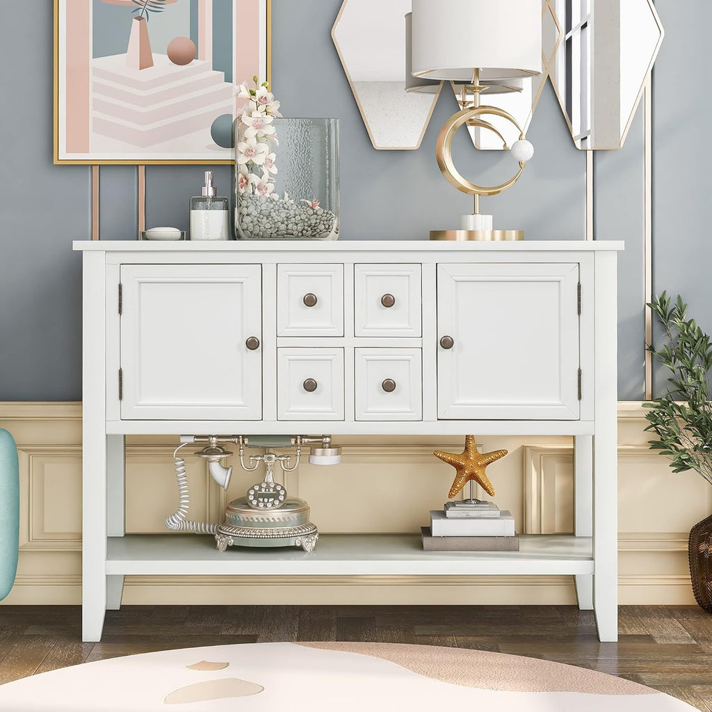 Solid Wood Console Table with 3 Drawers 2 Cabinet 1 Shelf M571