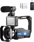 4K Camcorder with LED Light and Microphone, Blue O692039