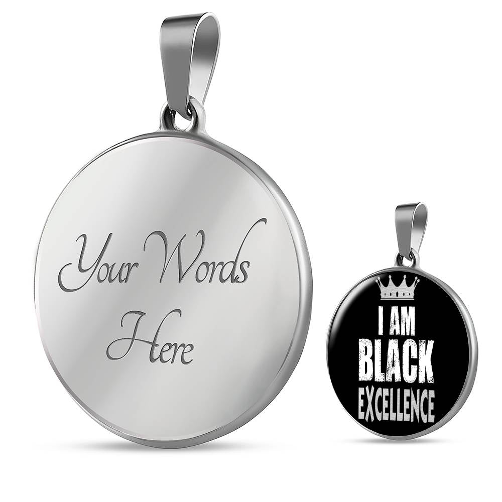 Black Excellence Circle Pendant Necklace Stainless Steel T24157