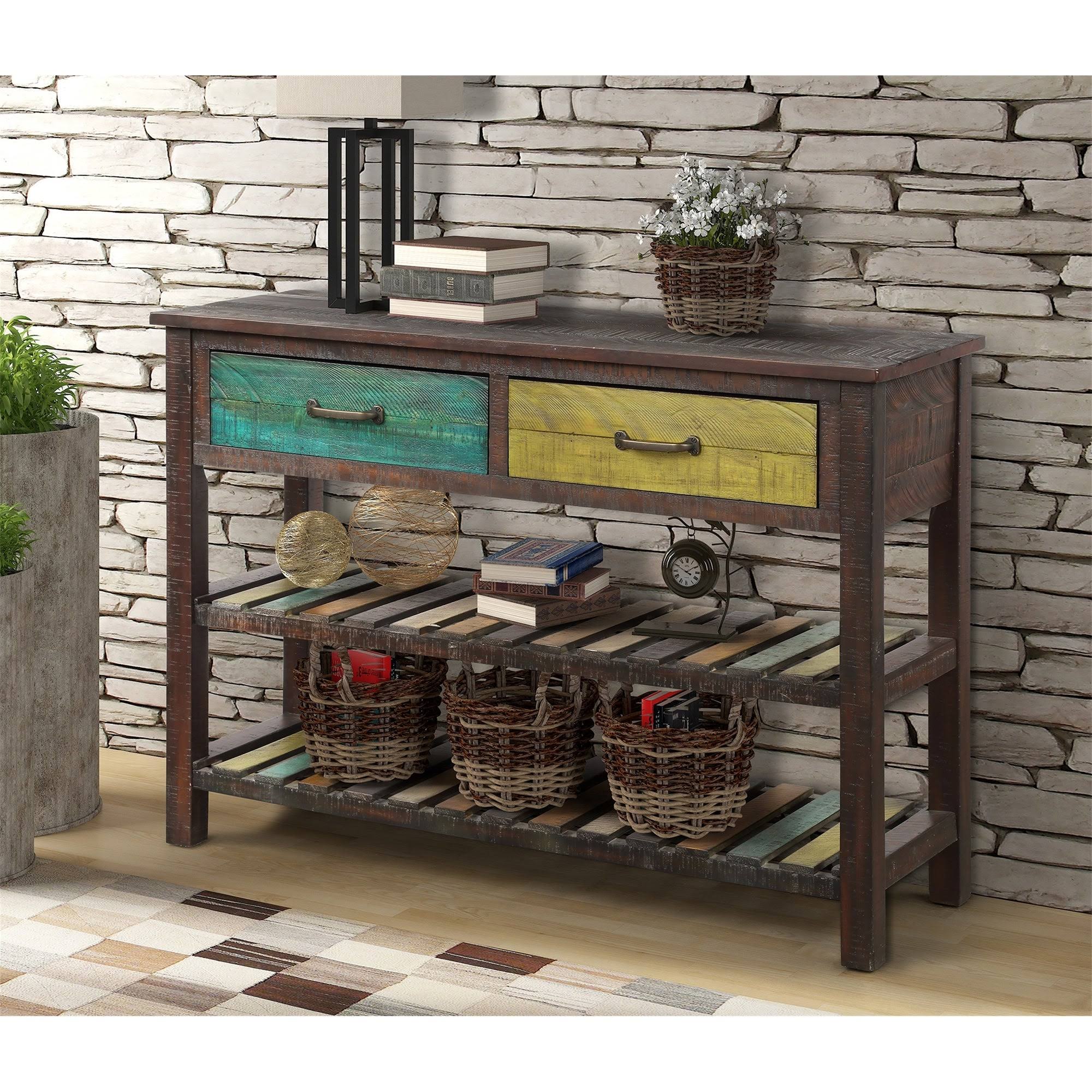 Console Table with Drawers and 2 Tiers Shelves P367371