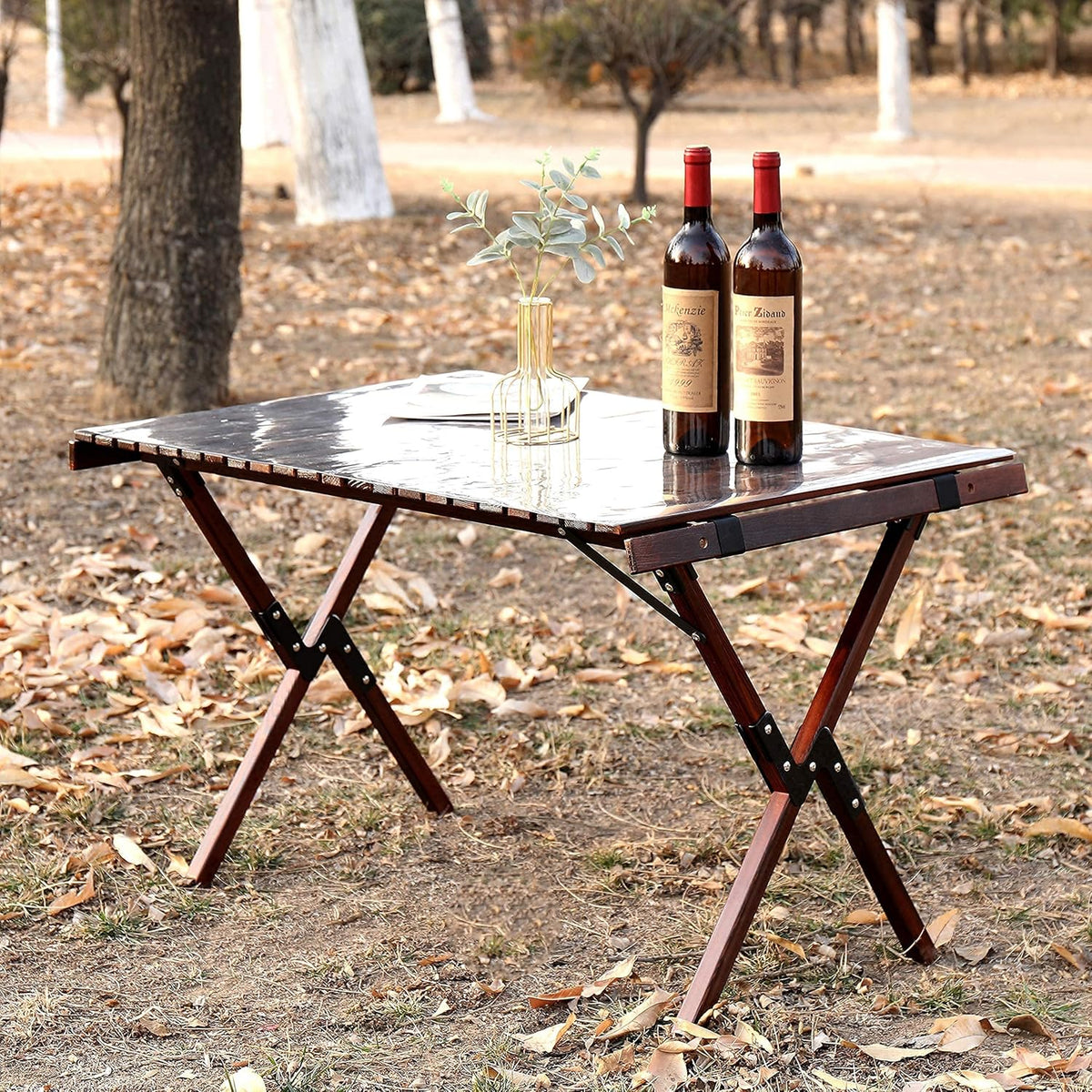 Torched Brown Folding Wood Picnic Table E5078