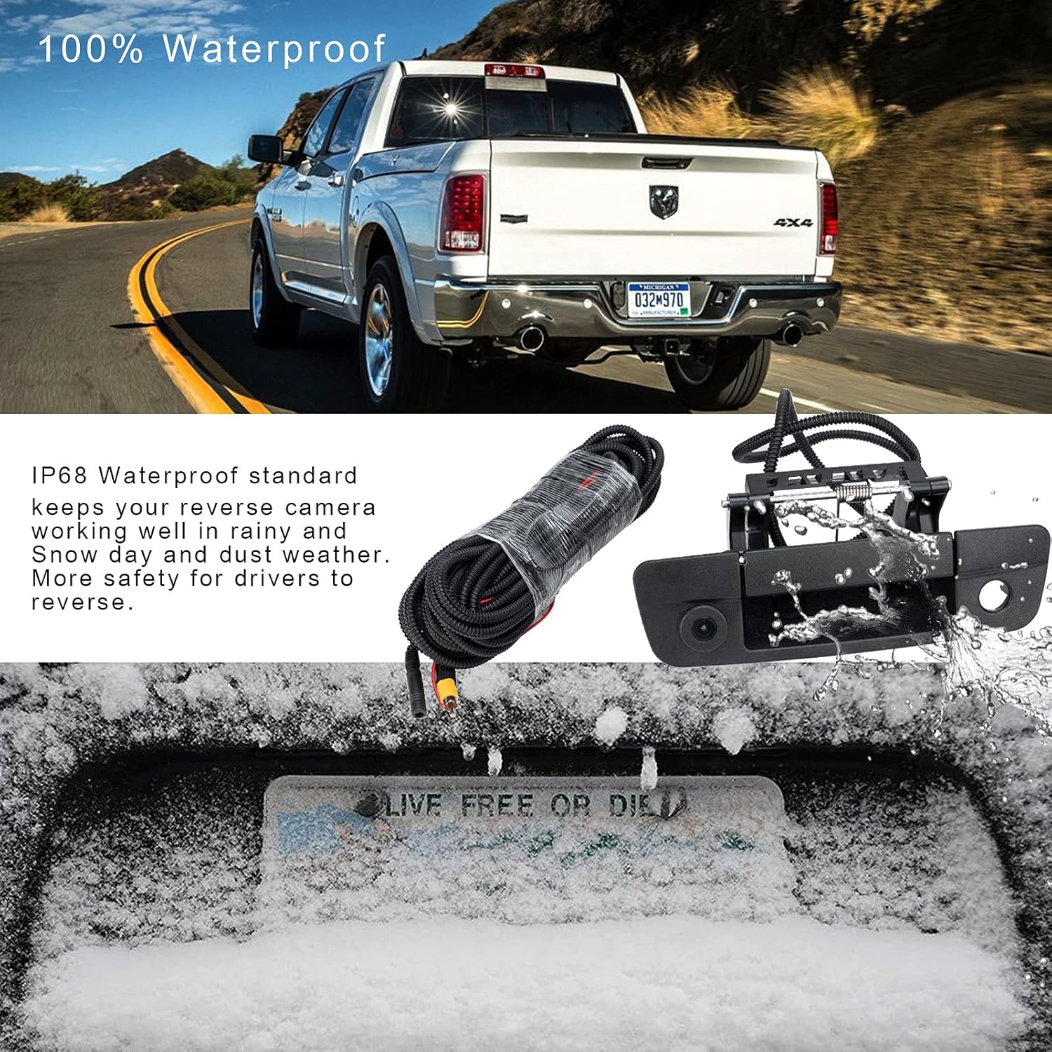 Tailgate Handle Camera Compatible with Dodge Ram 1500 2009-2017, 2500 3500 2010-2017, Pack of 2 B71133