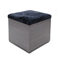 Black Gray Velvet Ottoman with Faux Wood Frame X98378