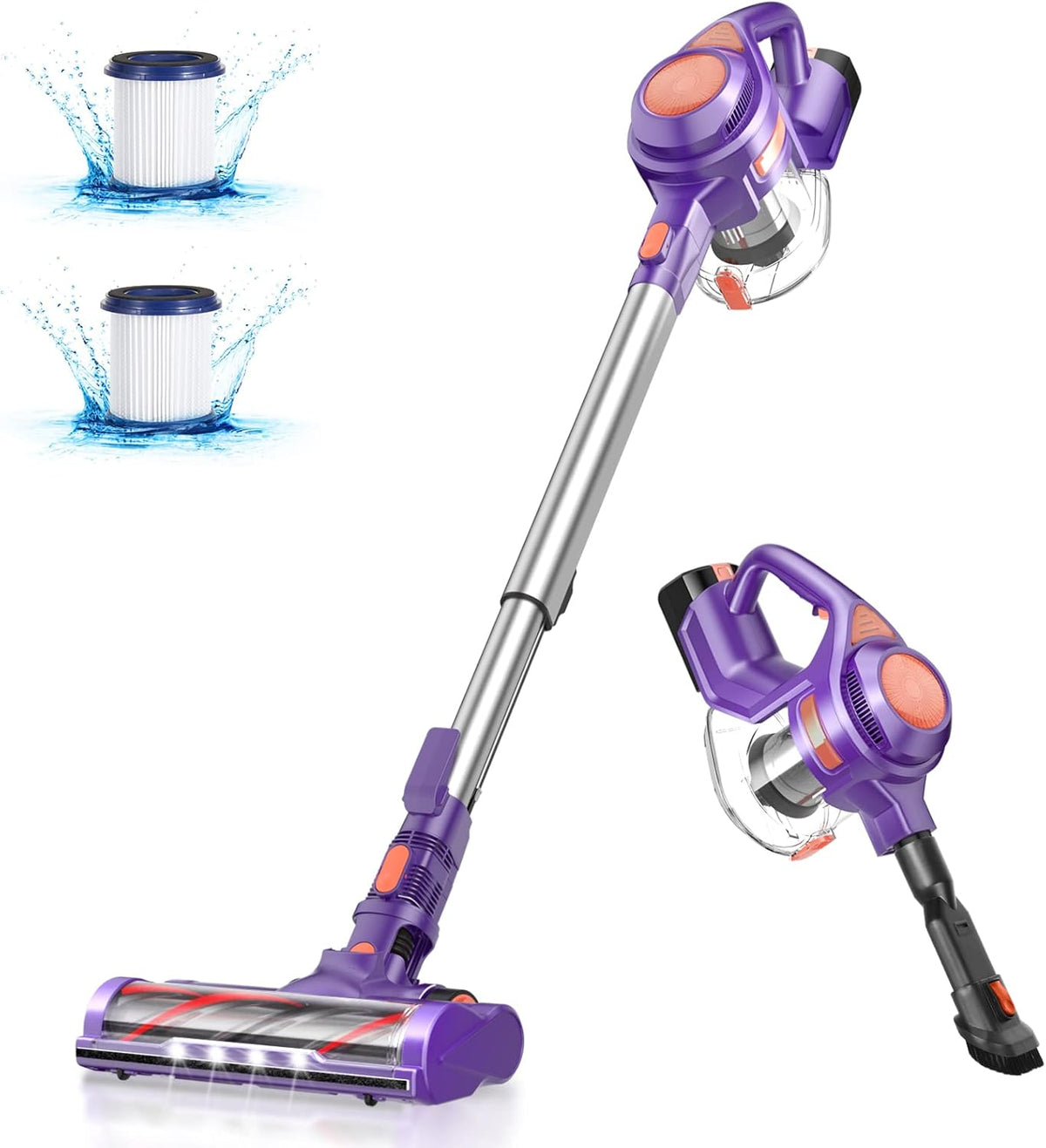 Cordless 4 in 1 Stick Vacuum Cleaner with Motorized LED Brush X725807