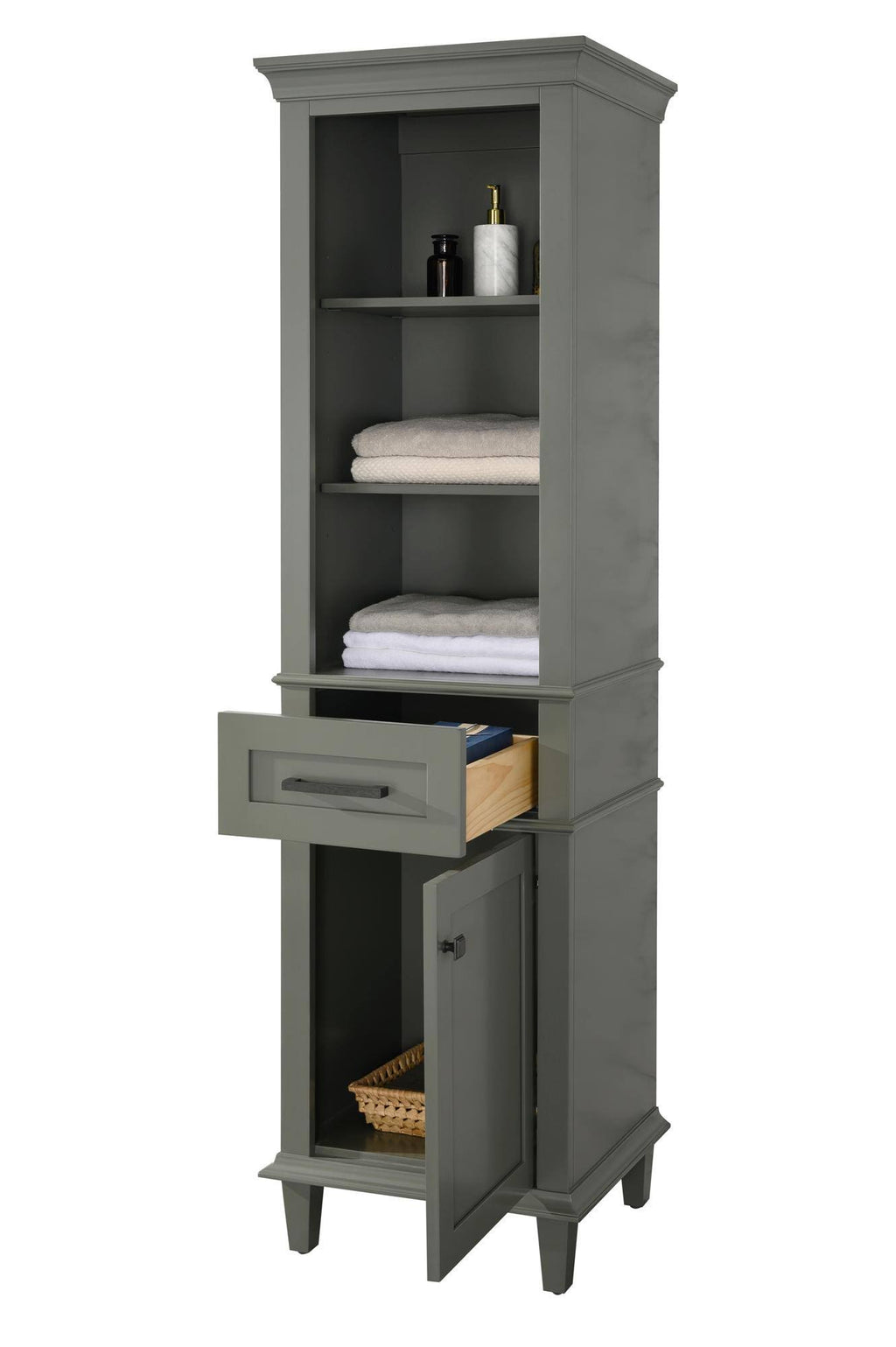 Pewter Green Linen Cabinet U7403