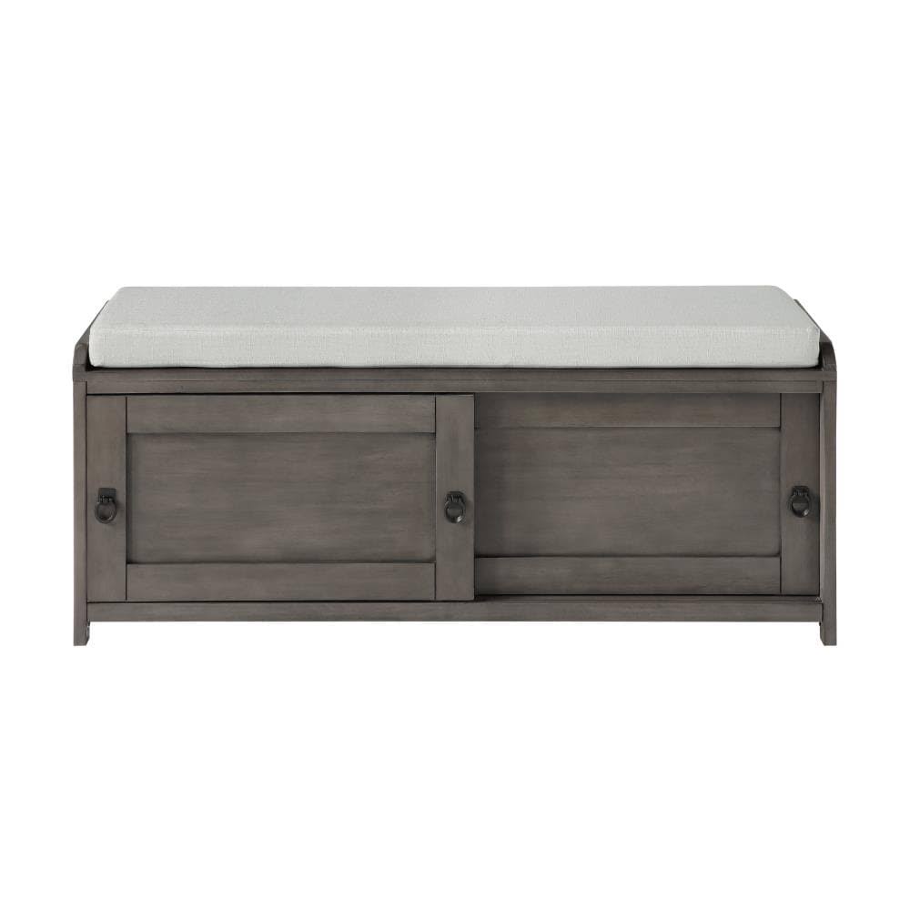 Mid Century Modern Multipurpose Storage Bench with Cabinets, Gray I9394