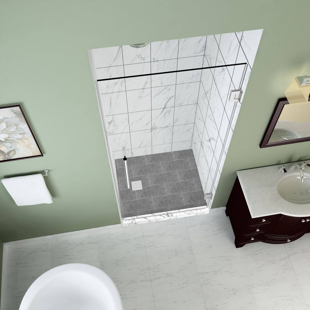 72x22 High x 35x22 Wide Frameless Shower Door Stainless Steel J61775