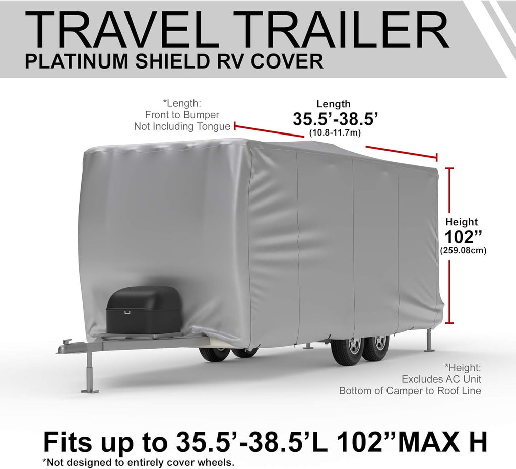 Weatherproof RV Cover with Fleece Lining, Cable Lock, Storage Bag & Wind Straps F433