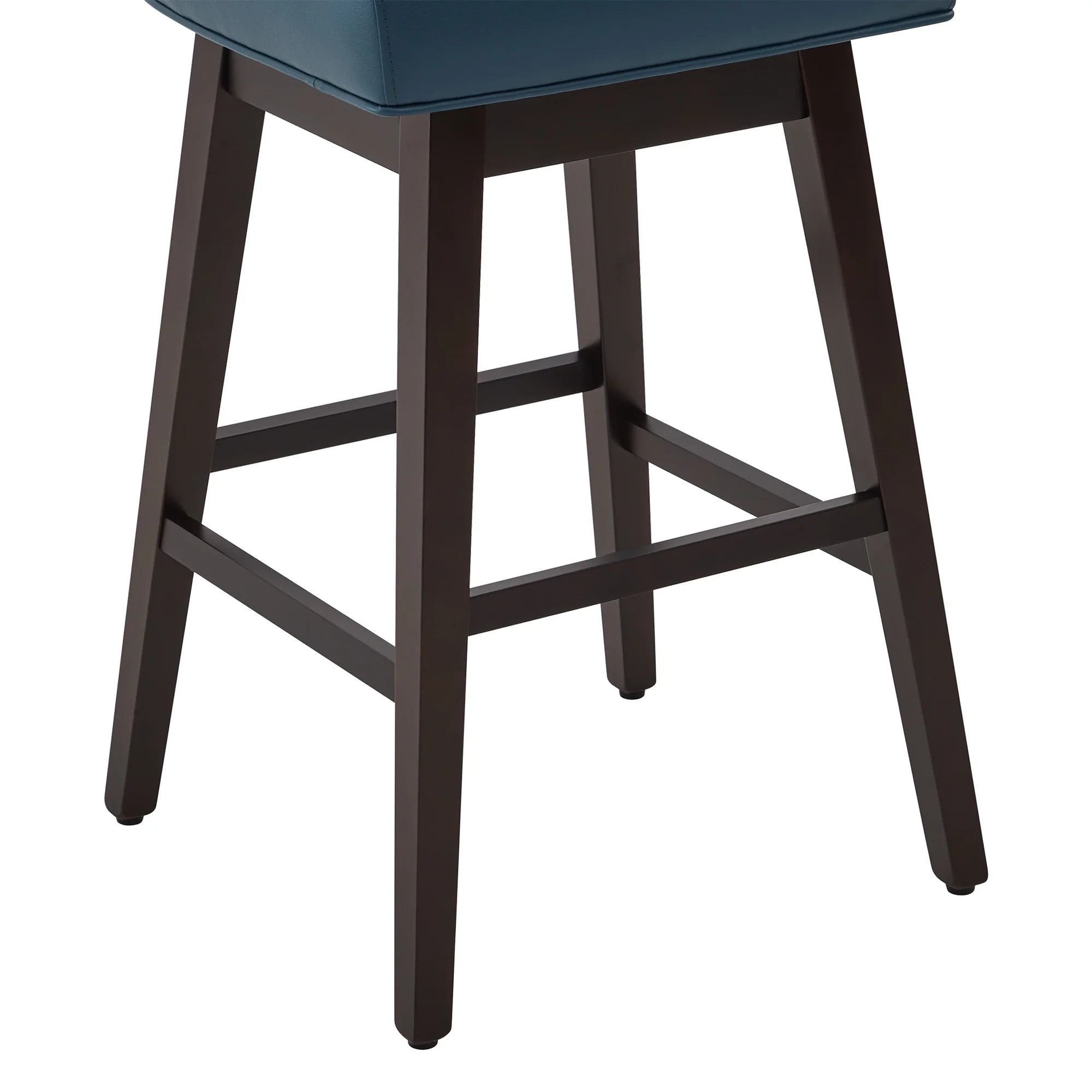 Dark Blue Faux Leather Upholstered Swivel Counter Bar Stools Set of 2 H141735