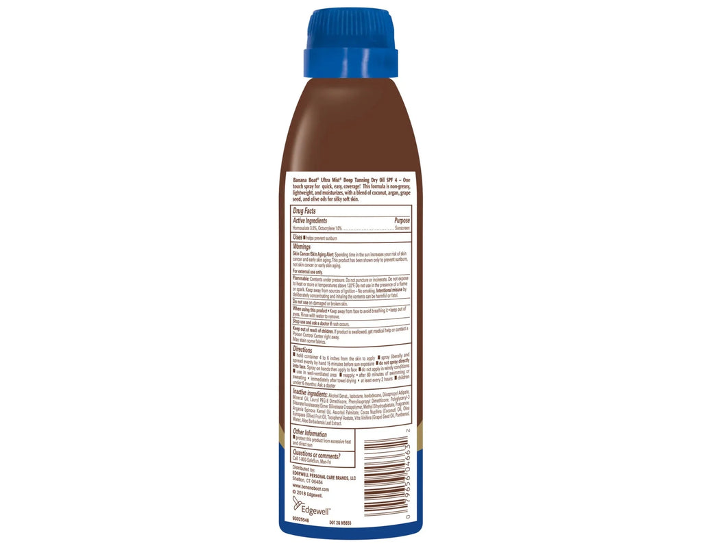 Deep Tanning Dry Oil Clear Spray SPF 4 Sunscreen, 6 oz F438