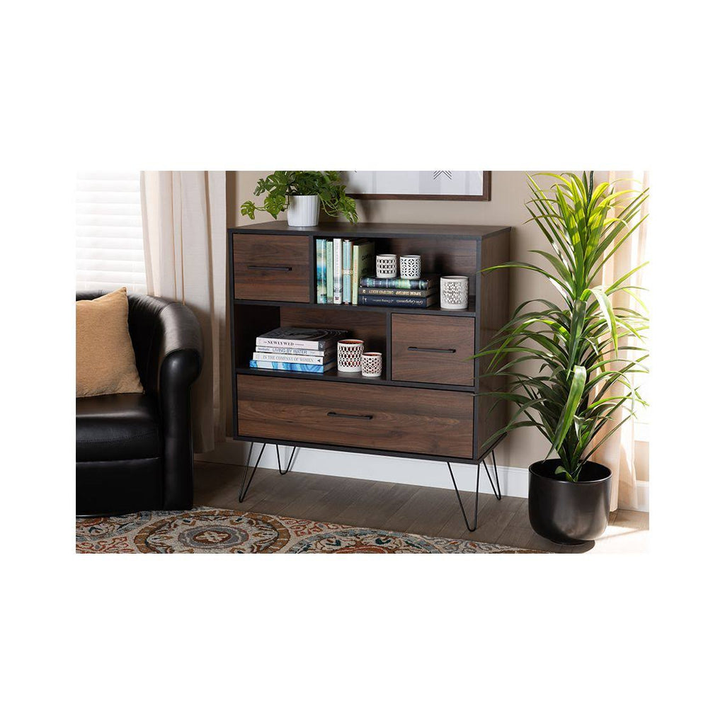 Walnut Brown 1-Drawer Wood Bookcase U206