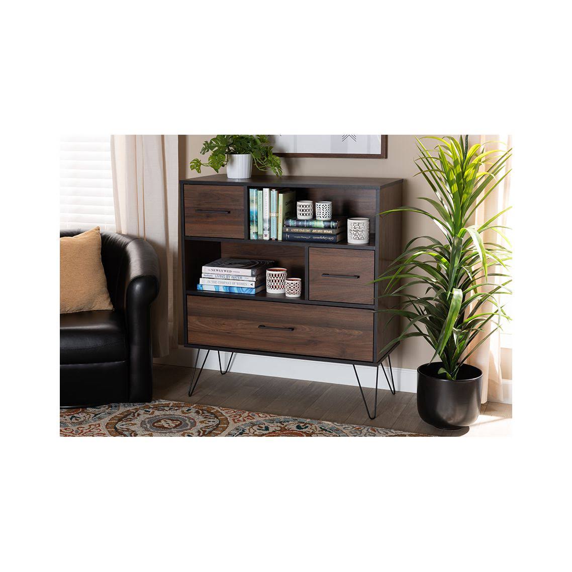 Walnut Brown 1-Drawer Wood Bookcase U206