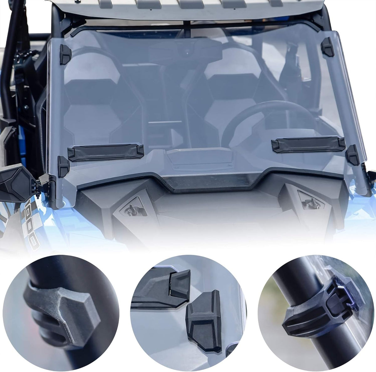 Clear Dustproof Hard Coat Poly Vented Full Windshield for Polaris RZR XP 1000 C2601