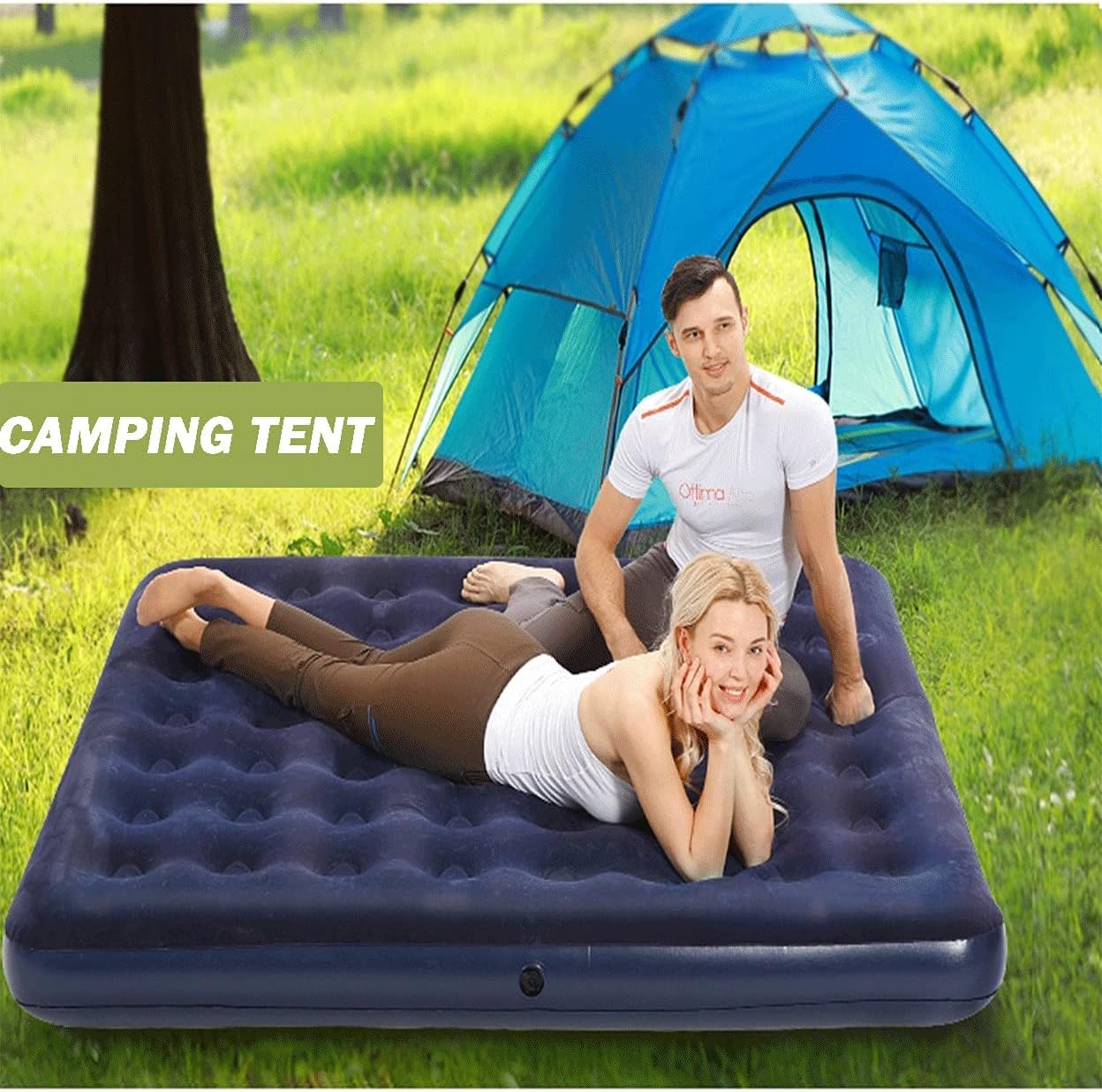 Full Size Air Mattress with Air Pump Inflatable Mattress with Flocking Surface Blow Up Mattress Air Bed Pack of 2 C38928