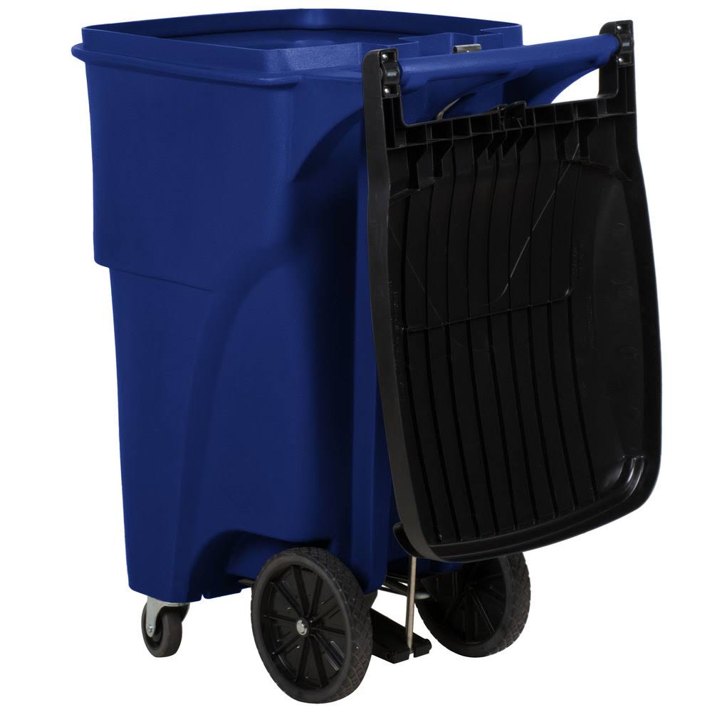 Blue Rectangular Rollout Trash Can R7016
