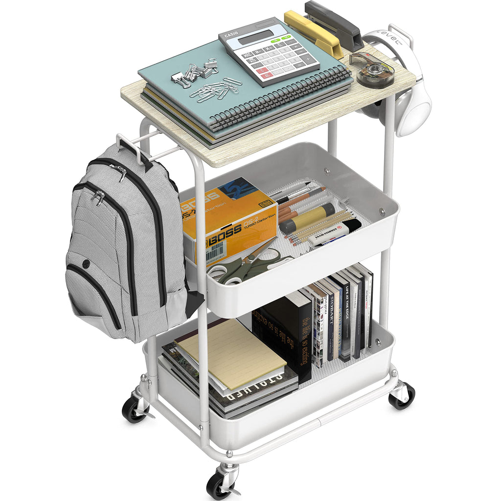 2-Tier Rolling Utility Cart with Top Board D506091