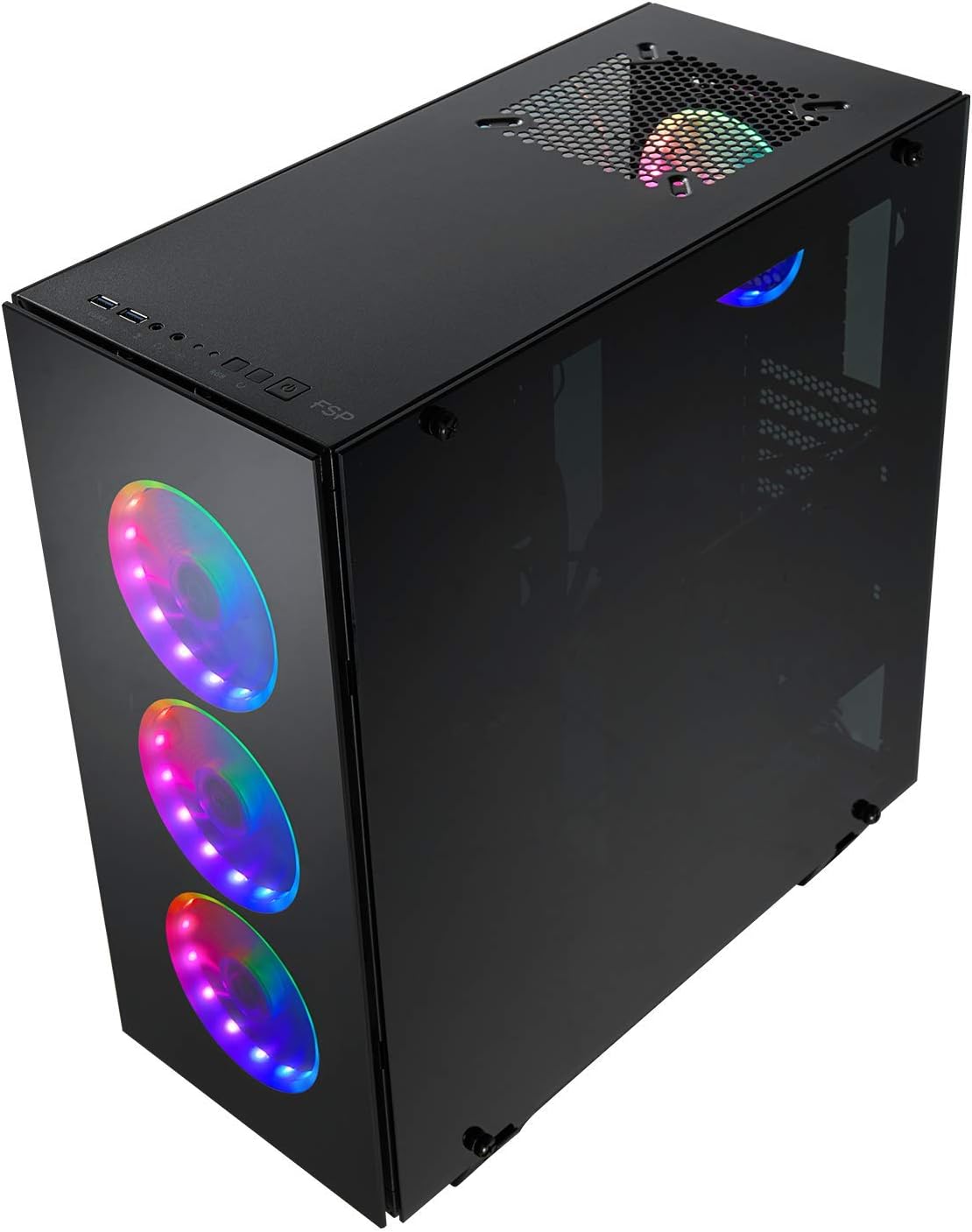 ATX Mid Tower PC Gaming Case with 3 Tempered Glass Panels and 4 ARGB Fans Z6417