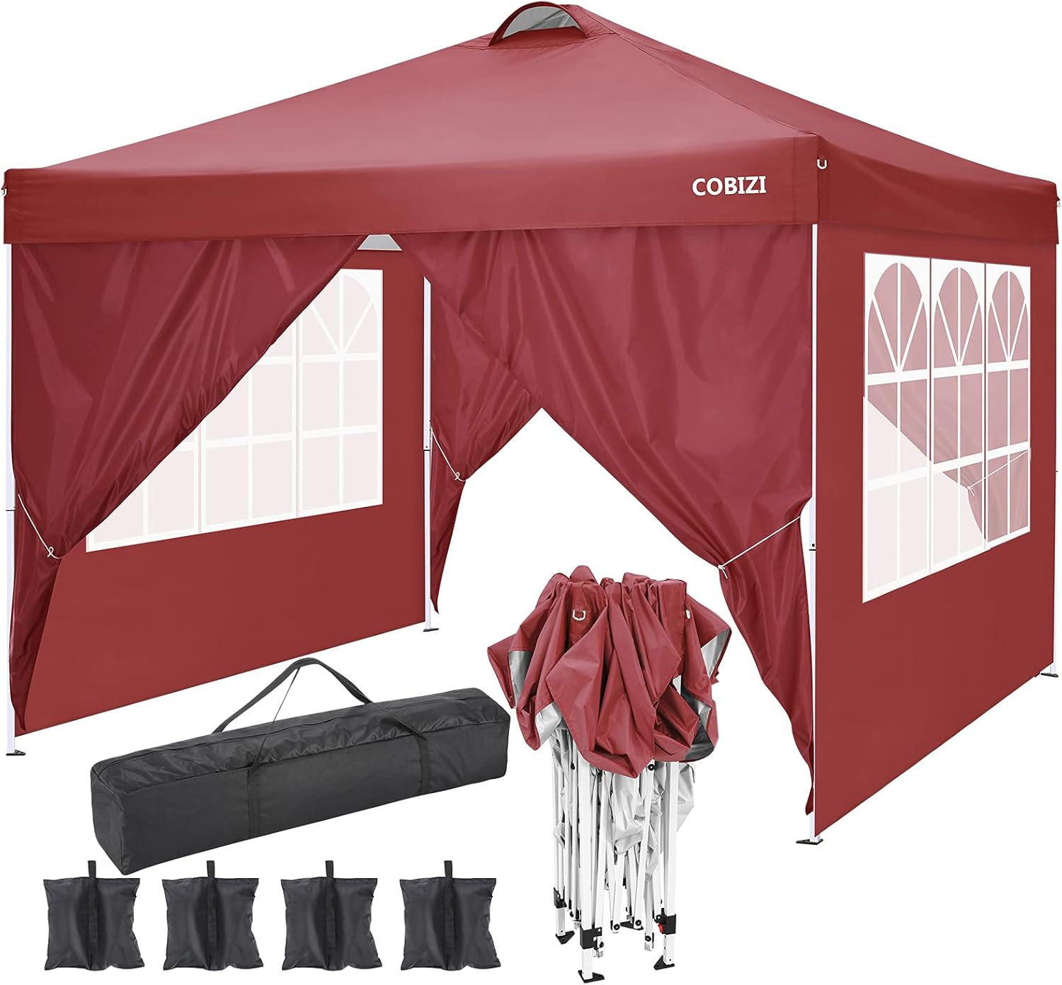 10'x10' Pop Up Commercial Instant Gazebo Tent with 4 Removable Zippered Sidewalls E606146