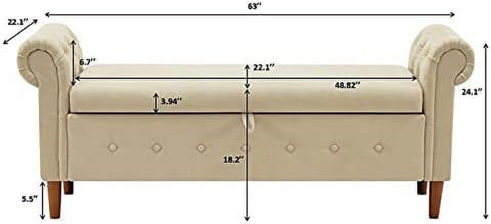 Velvet Tufted Ottoman Sofa Bench with Pillow J655