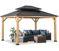10’x12’ Hardtop Wood Grain Frame Gazebo Y594267