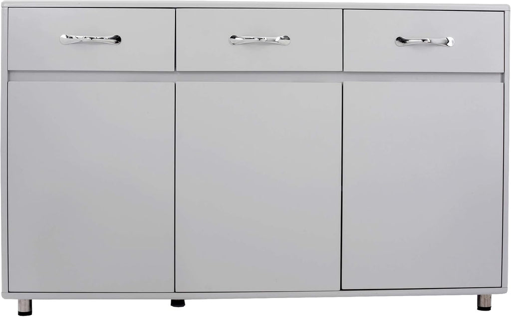 Grey 3-Drawer Storage Cabinet with Doors and Compartments G76606