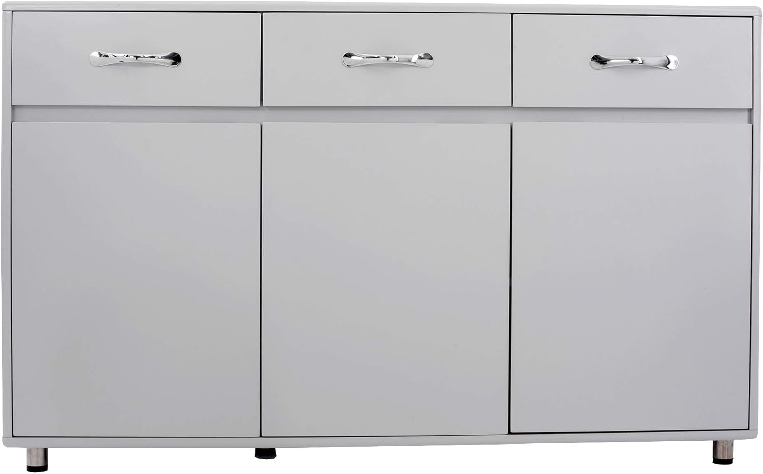 Grey 3-Drawer Storage Cabinet with Doors and Compartments G76606