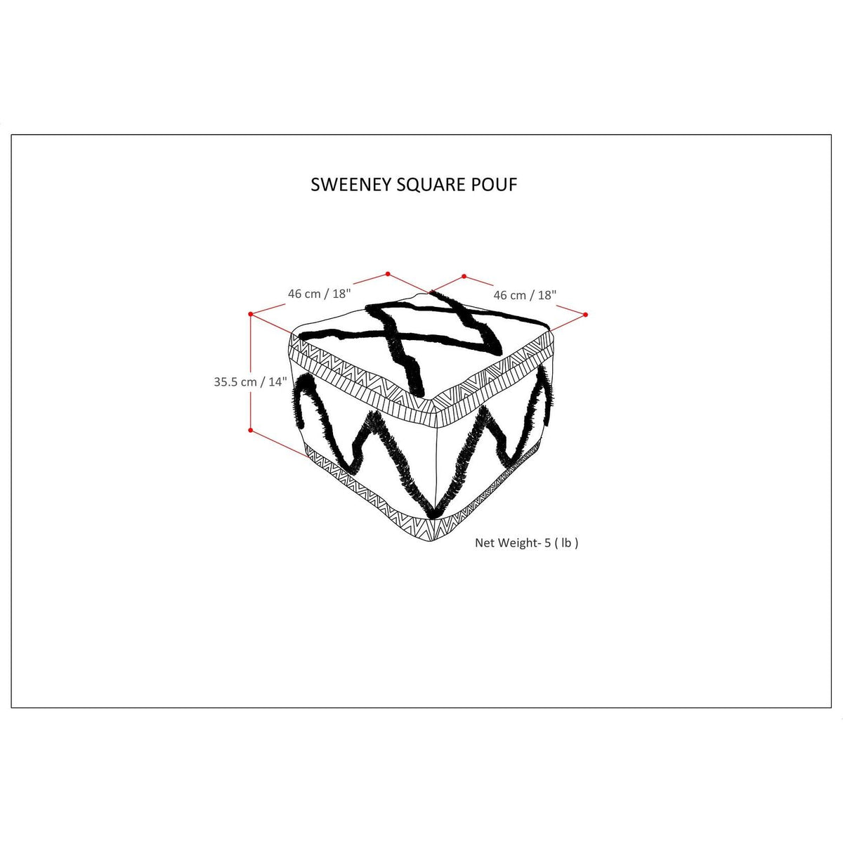 Square Pouf Blue/Natural T787211