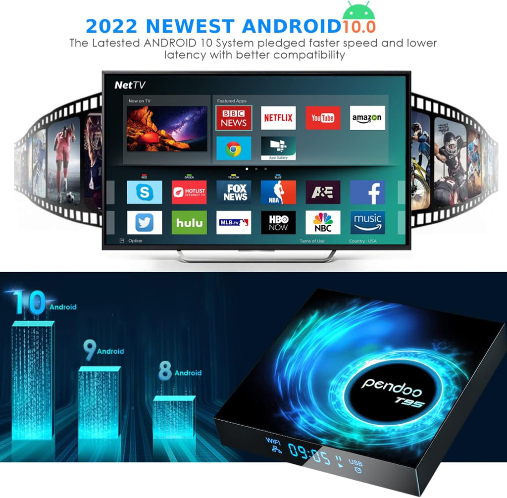 Android TV Box 4GB RAM 128GB ROM with Wireless Mini Keyboard, Quad-Core, Dual WiFi, 4K/6K USB 3.0 HDR, Pack of 2 W508