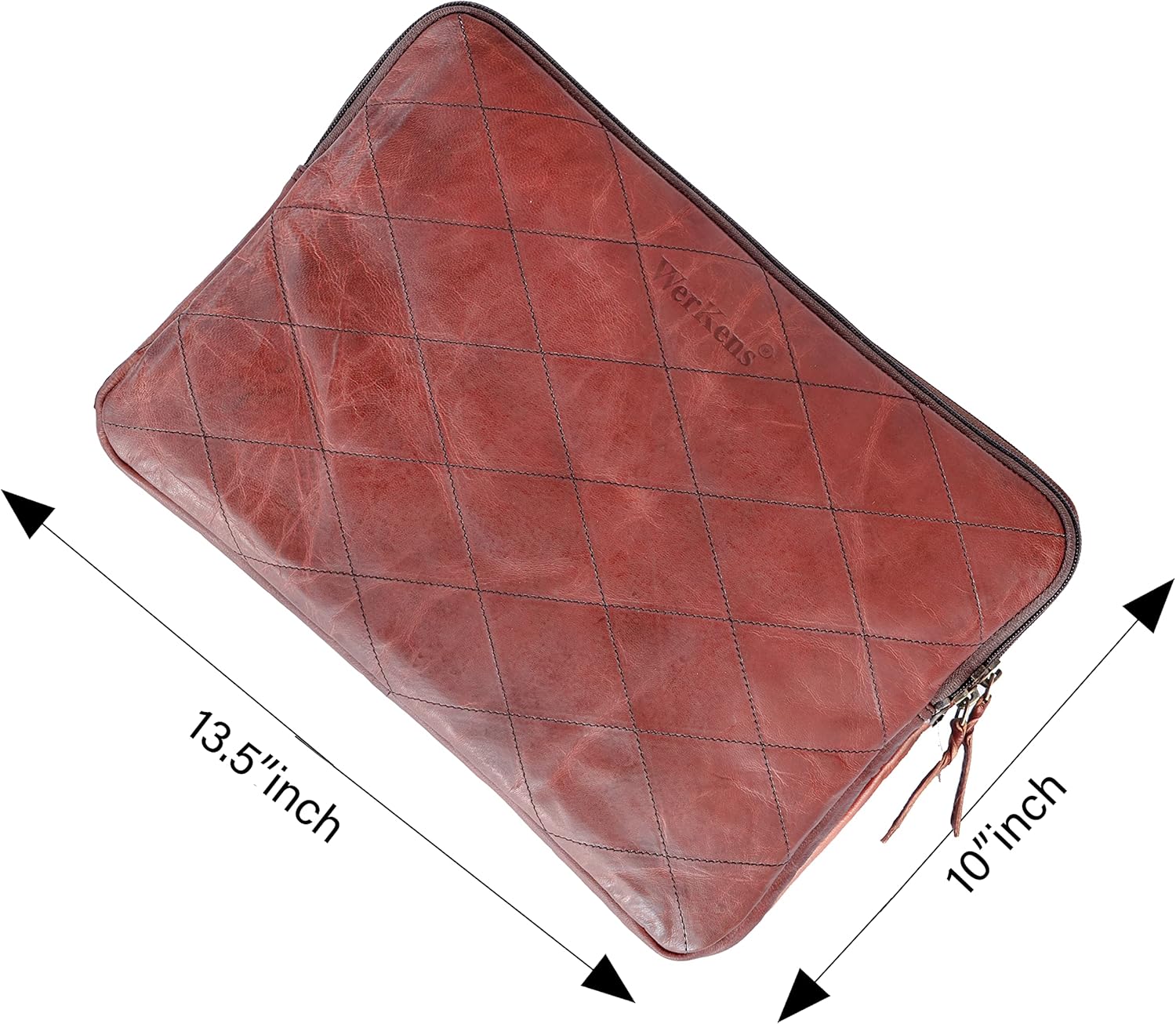 Brown Padded Velvet Leather Laptop Sleeve Bag V435861