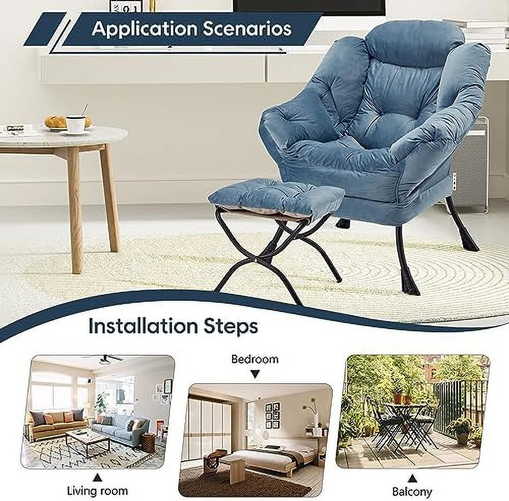 Velvet Lounge Accent Chair with Steel Frame and Side Pocket O797