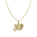 14K Yellow Gold Cherub Initial Pendant Necklace with 16" Chain E538