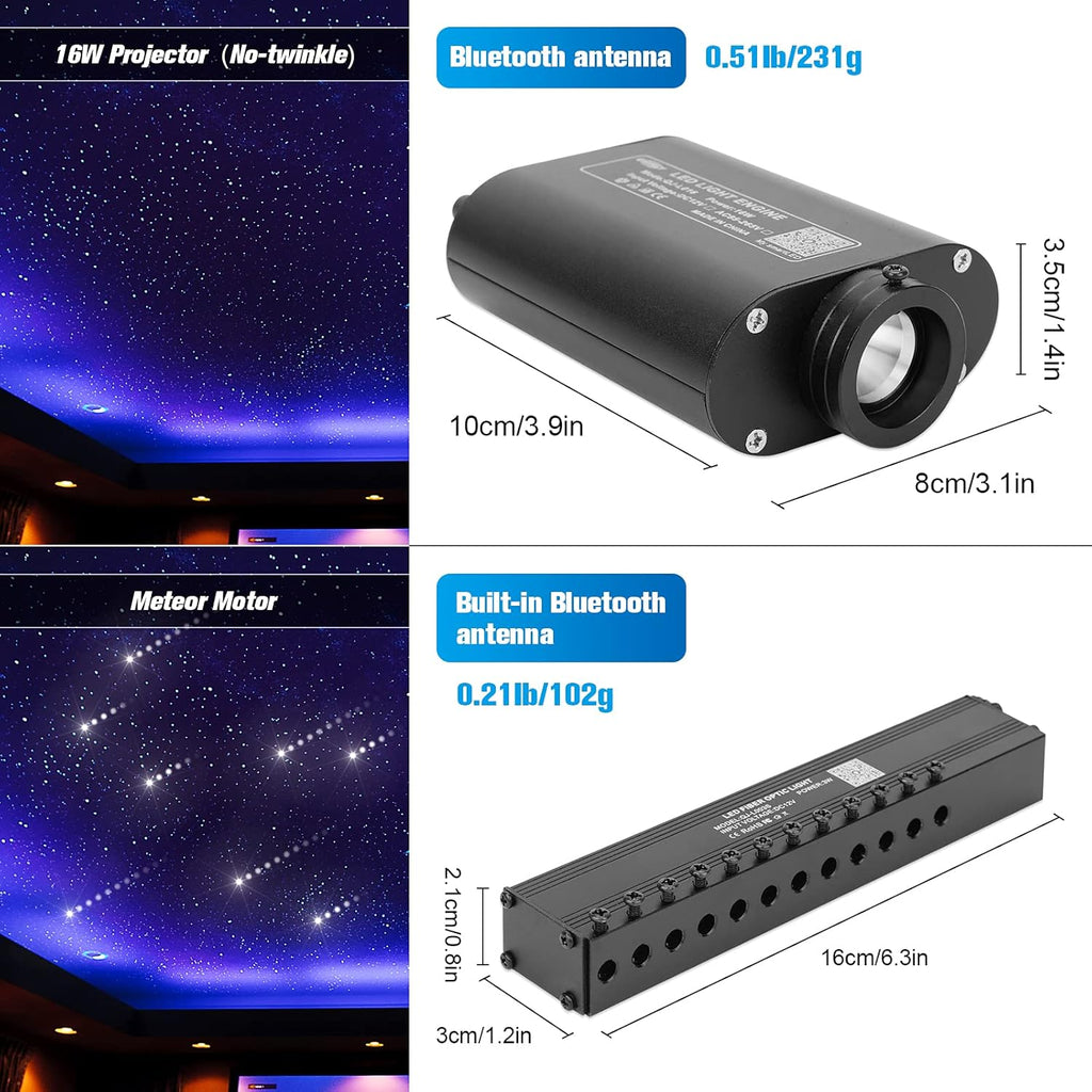 16W 450pcs 9.8ft RGBW LED Fiber Optic Headliner Light Kit with Adapter and Cigarette Lighter O57508