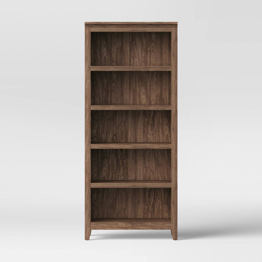 Walnut Brown 5-Shelf Bookcase P433649