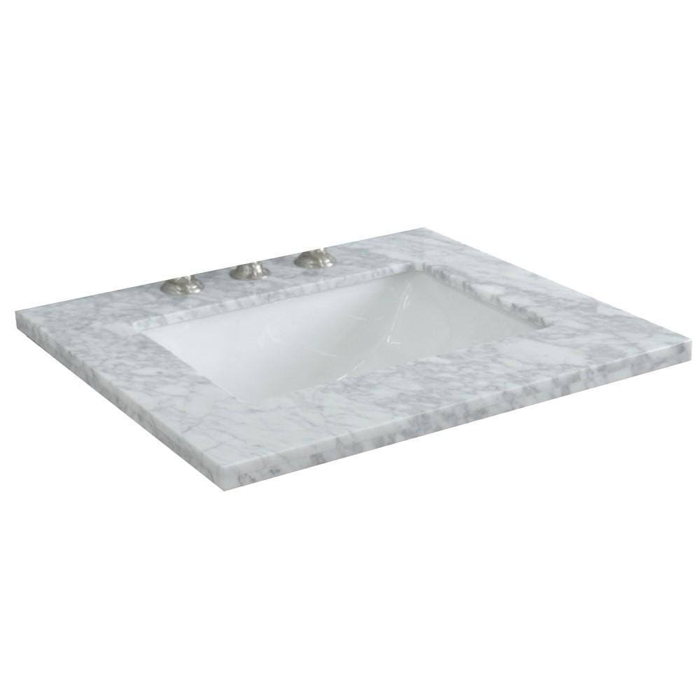 White Carrara Top Single Rectangle Sink B5144