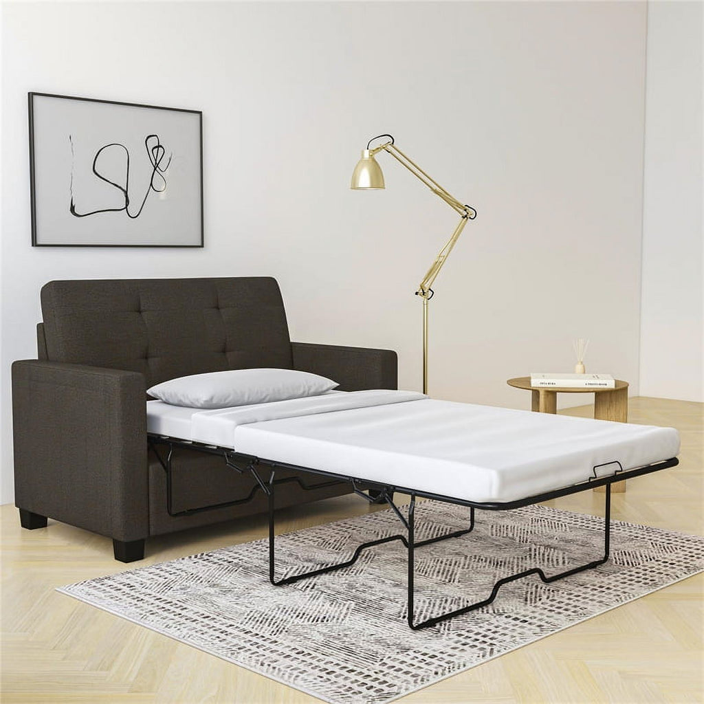 Gray Linen Loveseat Sleeper Sofa Q7661