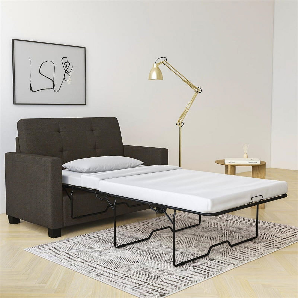 Gray Linen Loveseat Sleeper Sofa Q7661