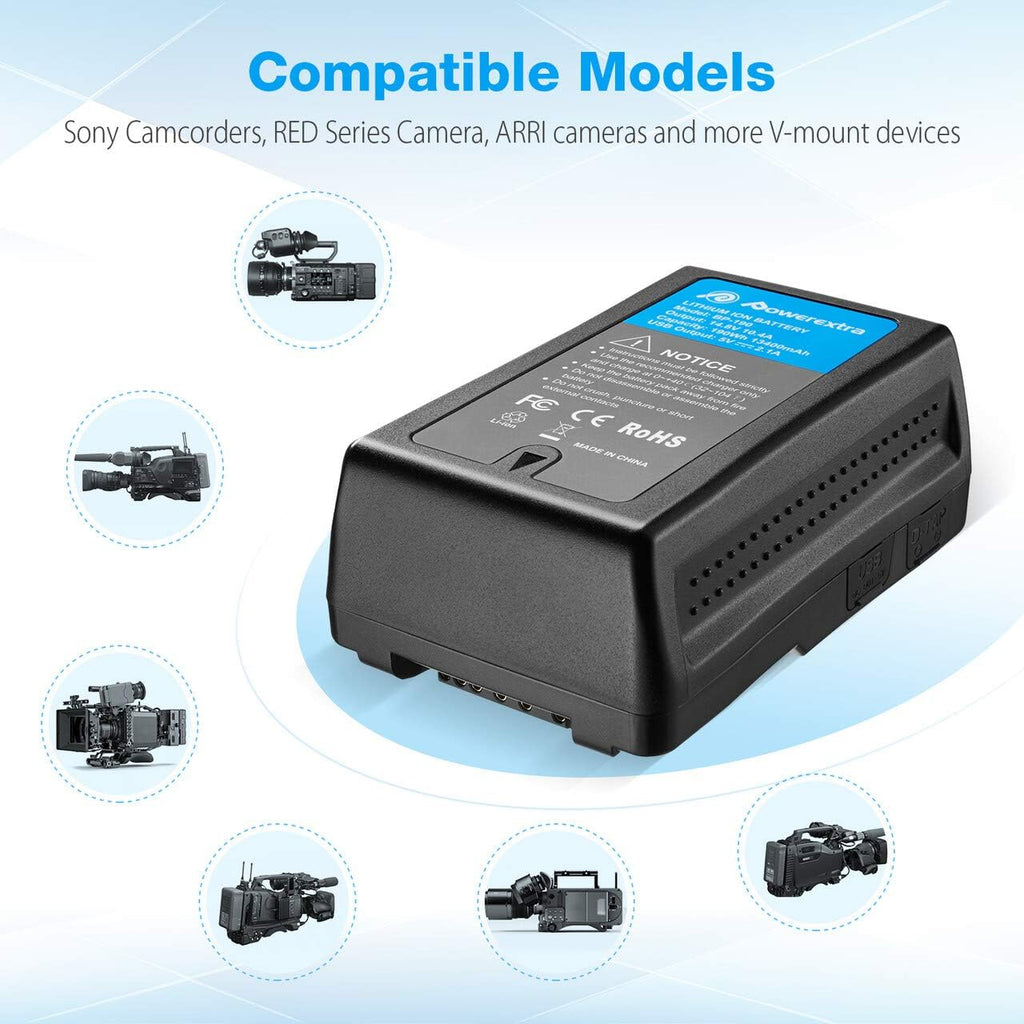 190Wh V Mount V-Lock Battery with D-Tap Output Cable and D-Tap Charger H53614
