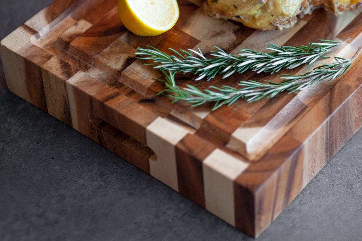 Large Wood Cutting Board with Juice Groove, 2.5 Inch Thick, 17x12 Inch End Grain Block V1733