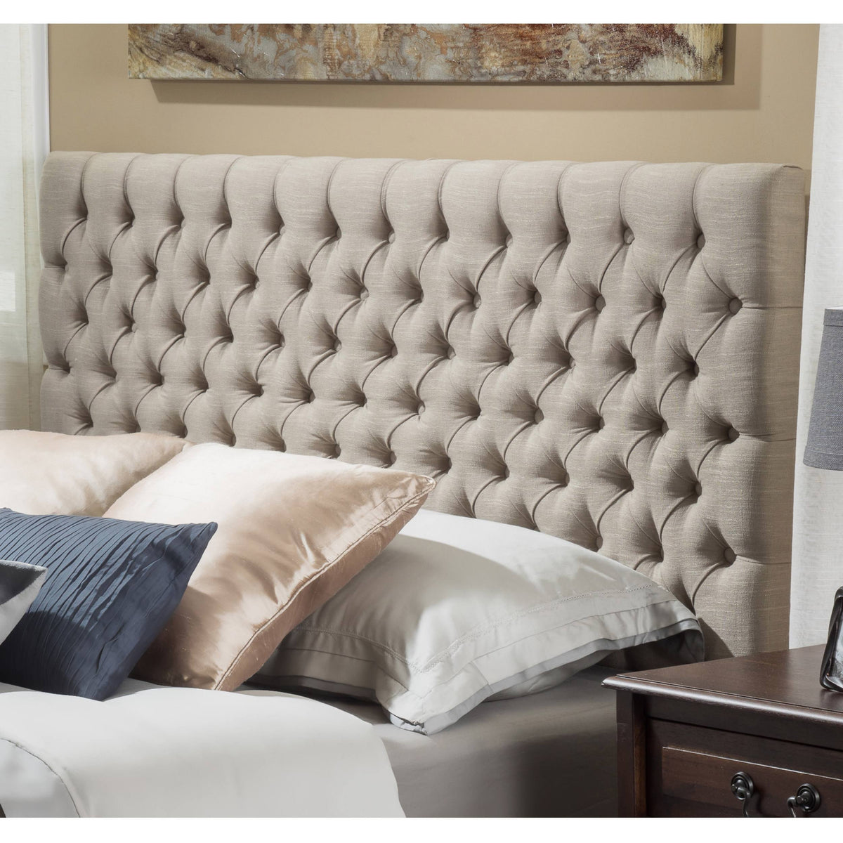Light Beige Button Tufted Headboard King X230987