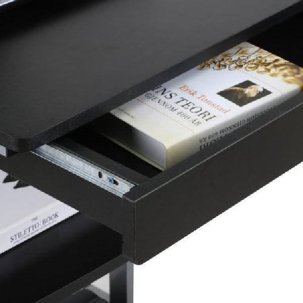Compact Rolling Laptop Cart Desk with Drawer and Shelf G23572