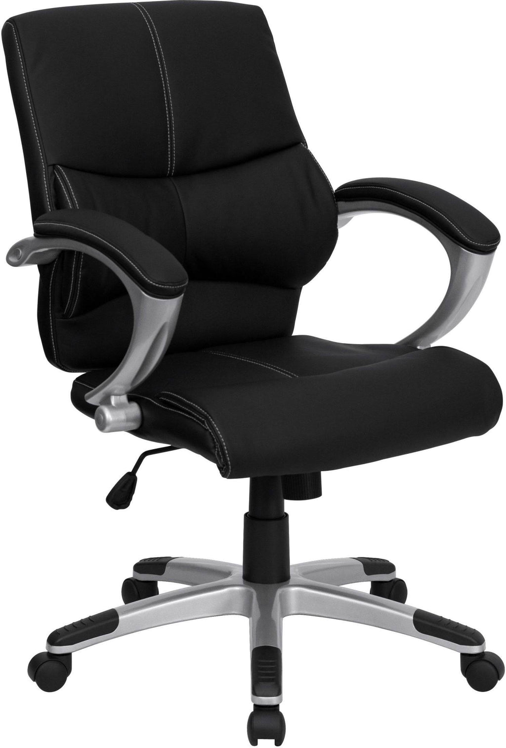 Black Leather Mid-Back Office Chair P242