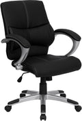Black Leather Mid-Back Office Chair P242