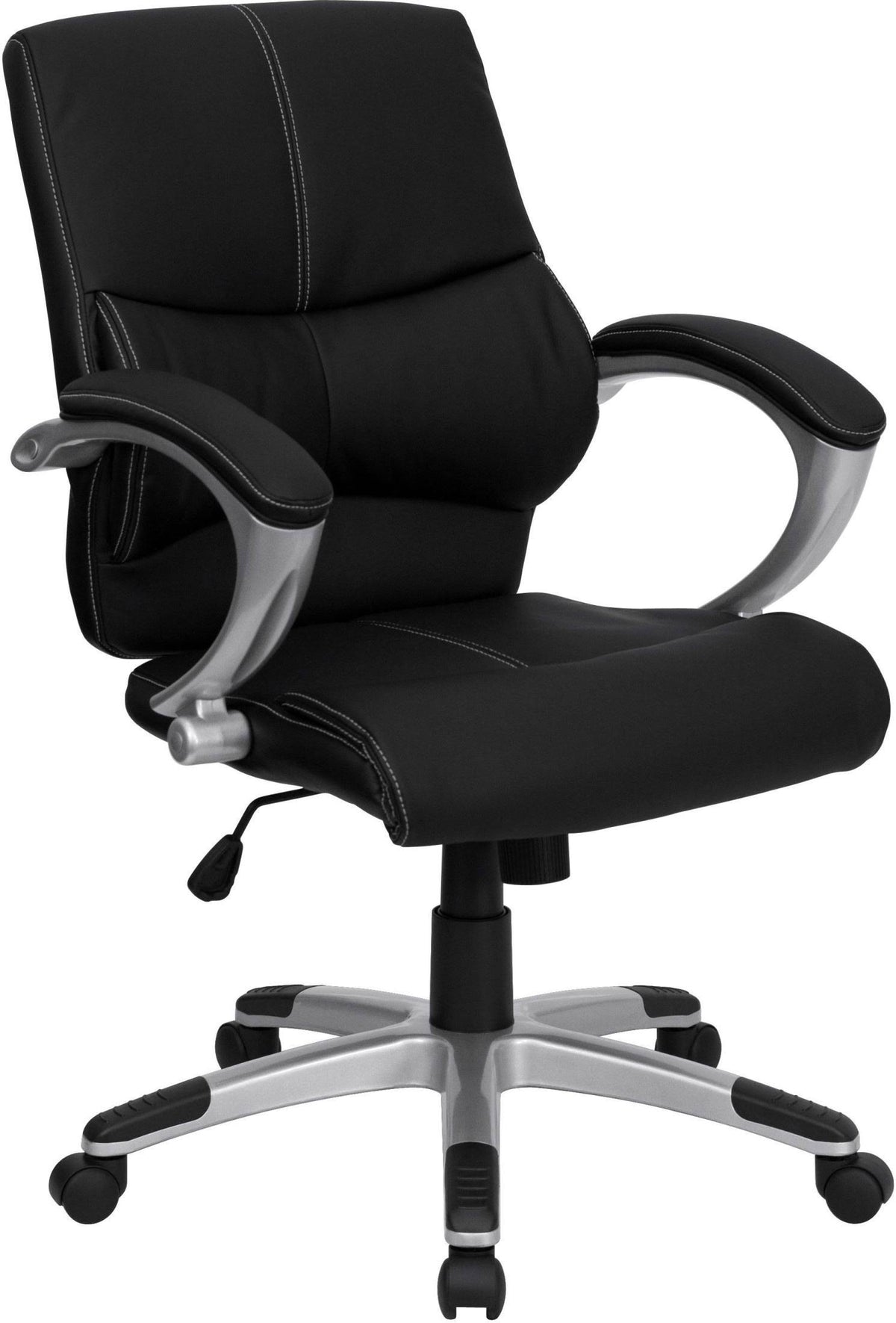 Black Leather Mid-Back Office Chair P242