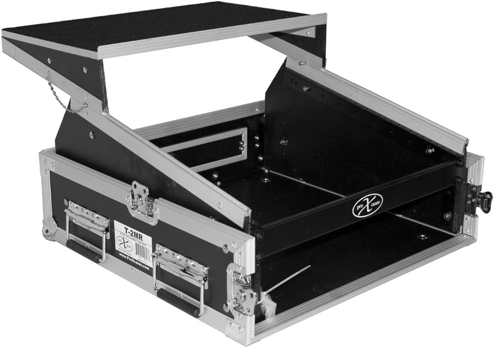 2 Space 10U Slant DJ Mixer Combo Rack with Sliding Laptop Shelf Q2977