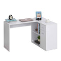 White L Shaped Computer Desk with Storage Shelves and Cabinet B324666