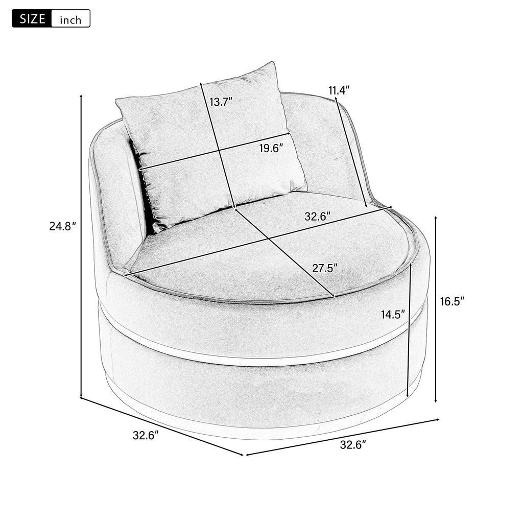 Green Velvet Round Barrel Accent Chair with Seat Cushion R680